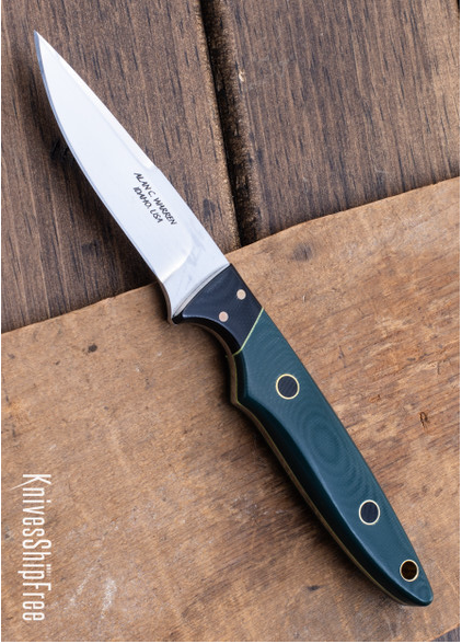 product image for Alan Warren Custom Knives 2575 Bird Trout EDC Forest Green G10 with Yellow G10 Liners