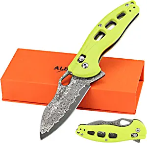 product image for ALBATROSS FK 036 DA GN Folding Pocket Knife with Damascus Steel Blade and Green FRN Handle