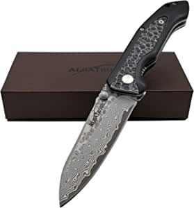 product image for Albatross HGDK 011 Damascus Steel Folding Pocket Knife with Ebony Wood Handle