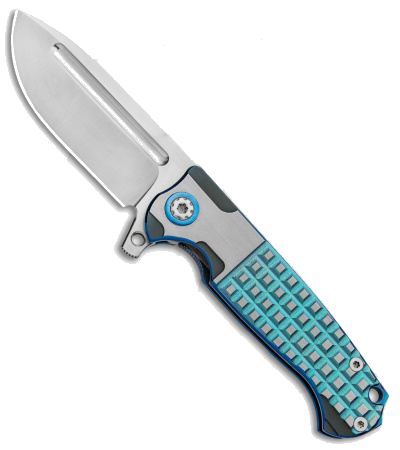 product image for Andre De Villiers Mini Pathfinder Blue and Green Carbon Fiber S35VN Satin Finish Blade Knife