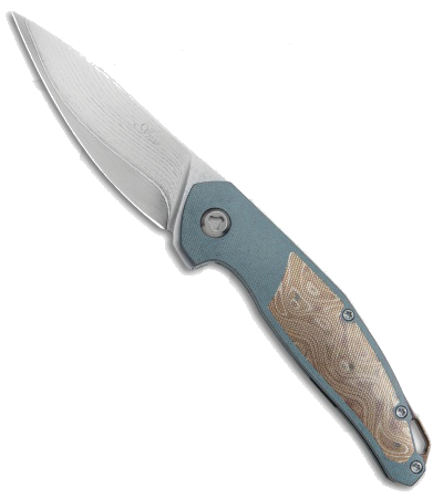 product image for Anso Custom Neo Blue Titanium Damasteel Blade Knife