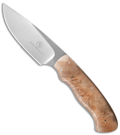 product image for Arno Bernard Zebra Maple Burl Fixed Blade Knife N690 Stainless Steel Satin Finish