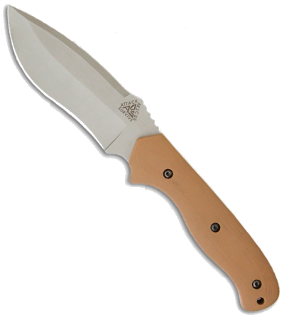 product image for ARS Jungle Recurve Coyote Brown G-10 Fixed Blade Knife with Leather Sheath - Bead Blast Plain ARS-10