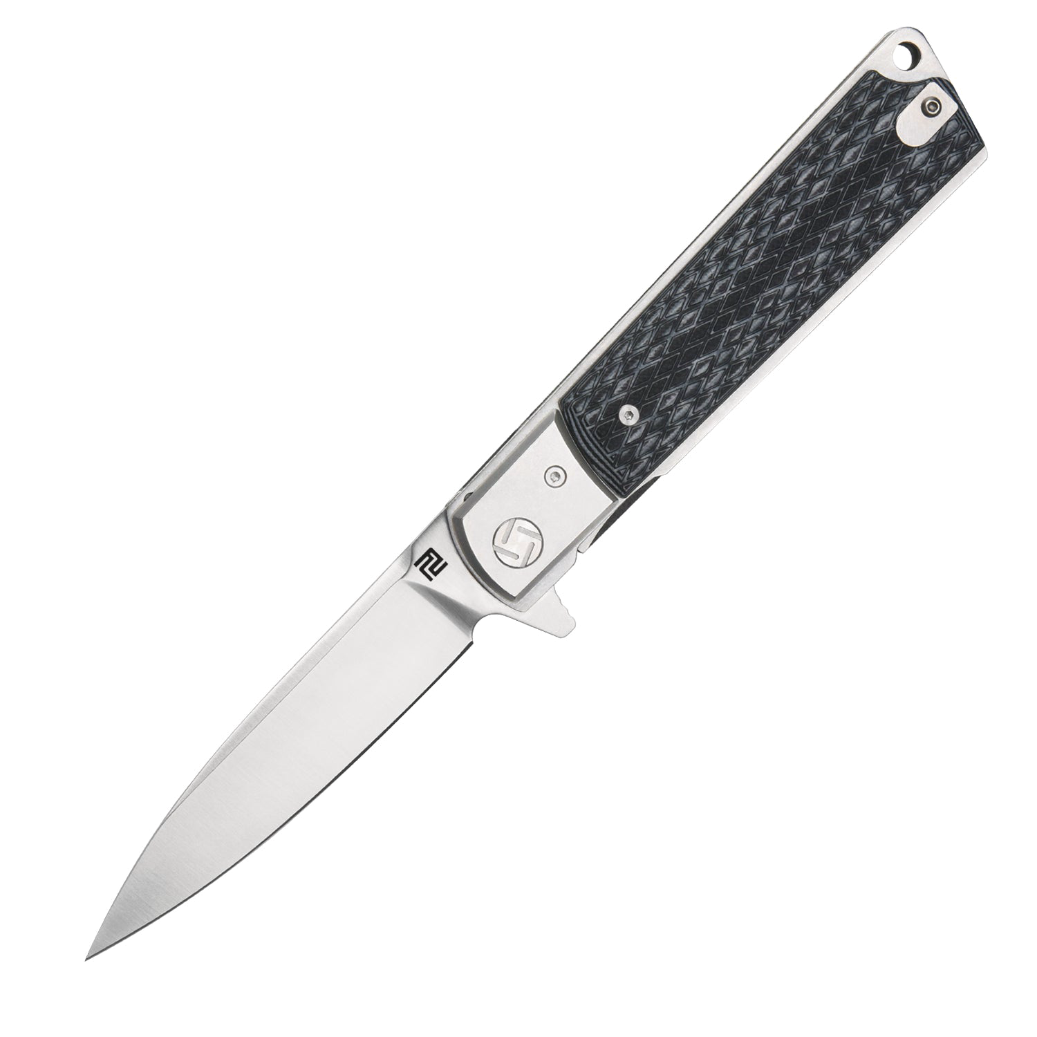 product image for Artisan Cutlery Classic Folding Knife Black White G10 Handle D2 Steel AC 1802P-BGC