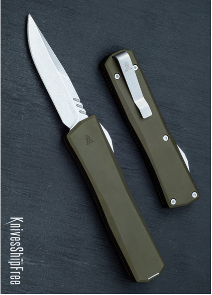 product image for Axial Shift OD Green Anodized Aluminum CPM-20CV Stonewashed Clip Point OTF Auto Knife