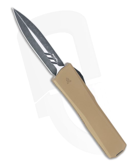 product image for Axial Blackwashed S35VN Double Edge Tan OTF Automatic Knife