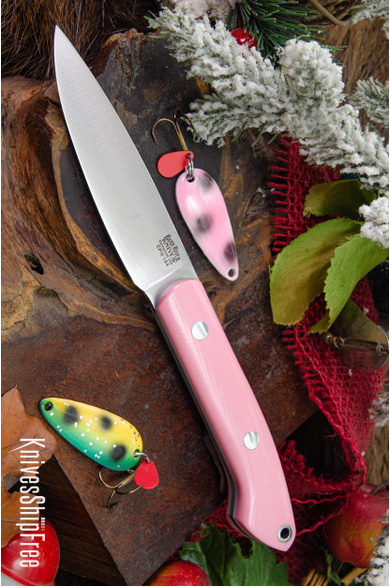 product image for Bark River Knives Bird Trout CPM 154 Pink G10 Sea Blue Liners