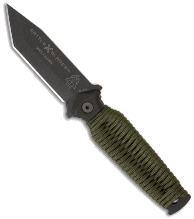 product image for Battle Blades Knives Wolfhawk Tanto Fixed Blade Knife w/ Paracord (3.25" Black)