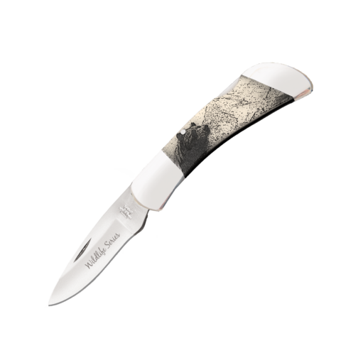 Bear & Son White Smooth Bone Midsize Lockback Wildlife Series Knife