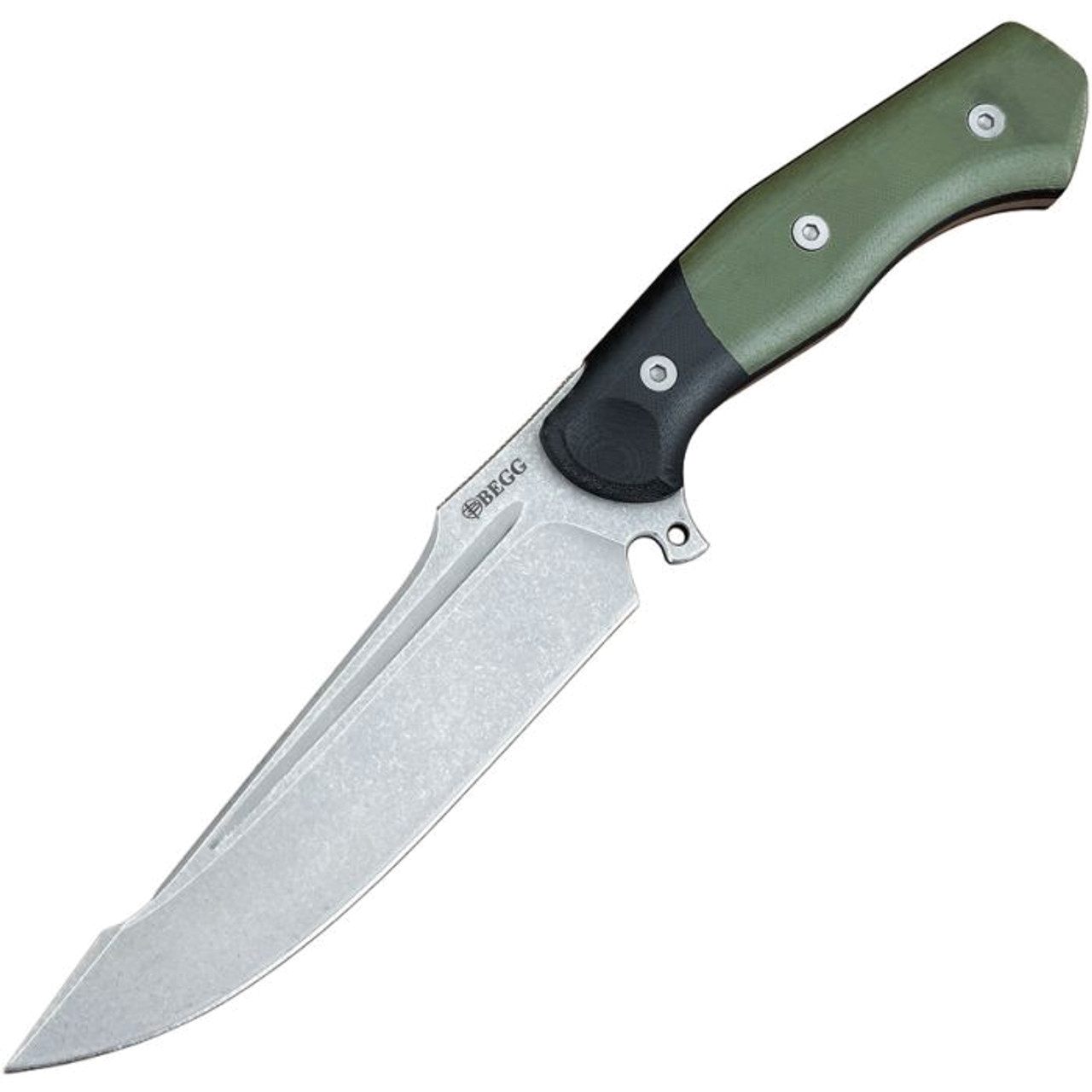 product image for Begg Knives Alligator Black and Green G-10 6.25" 14C28N BG050