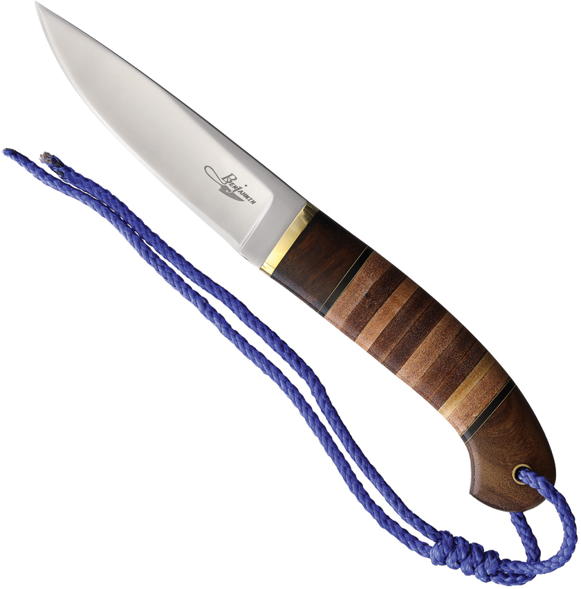 product image for Ben-Jahmin Stacked Leather Hunter 4.25" Brown Rosewood Handle Knife