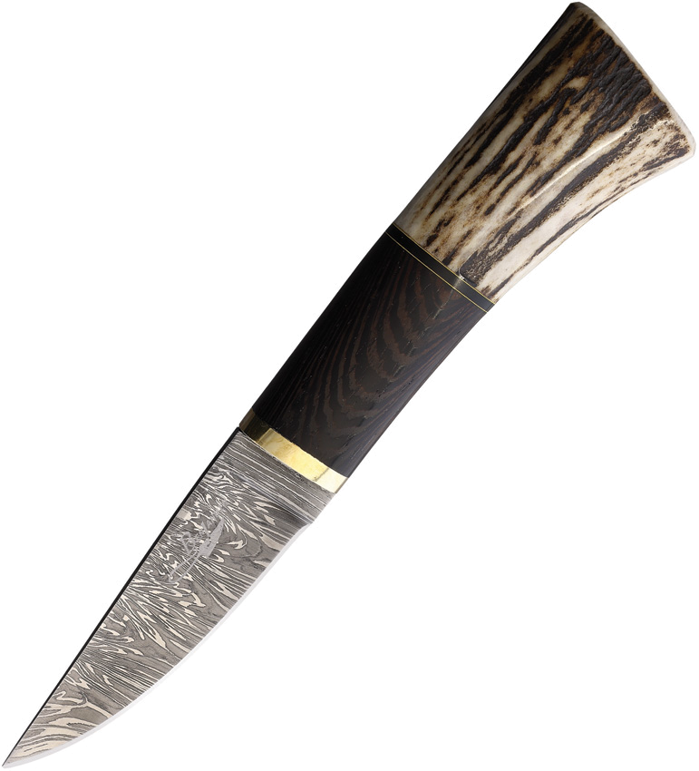 product image for Ben-Jahmin Fixed Blade Stag Wood 3.5 Damascus Steel