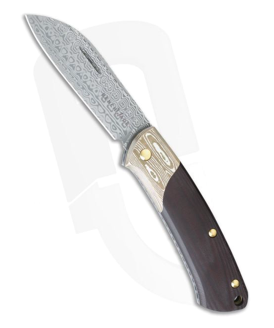 Benchmade Proper 319-201 Gold Class Burgundy Linen Micarta Damasteel Mokume Slip Joint Folder product image