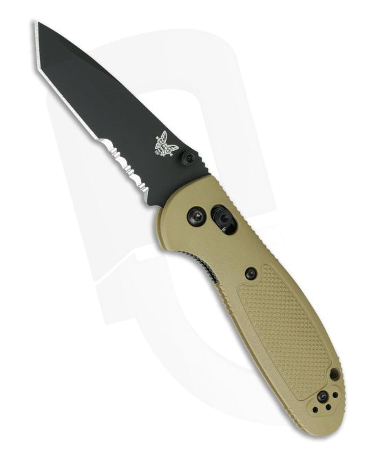 Benchmade 557 SBKSN Mini Griptilian Sand Tan Tanto Point Black Serrated