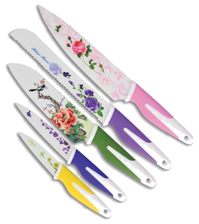 product image for Benchmark Floral 5-Piece Multi-Colored Kitchen Knife Set