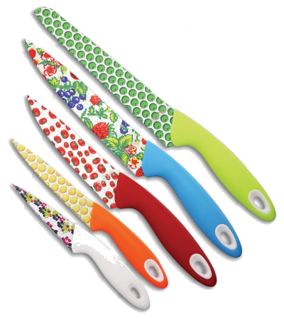 product image for Benchmark Colorful Fruits and Vegetables 5-Piece Kitchen Knife Set