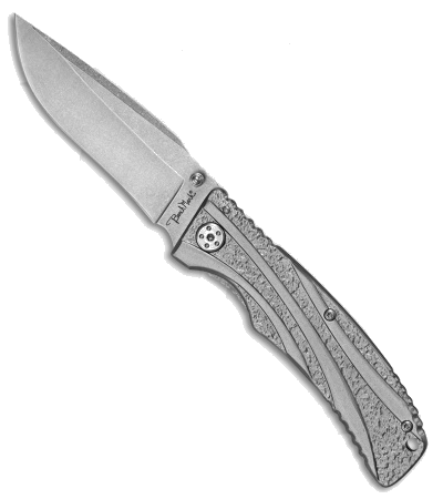 product image for Benchmark Gray Wind Folding Knife Gray Aluminum Handle 3.5" Stonewash Blade