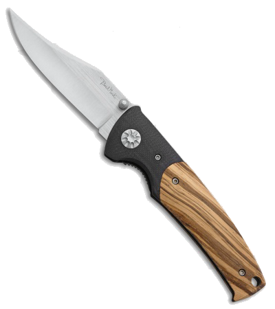 product image for Benchmark Wood Handle Liner Lock Folding Knife 3.125" Satin Blade