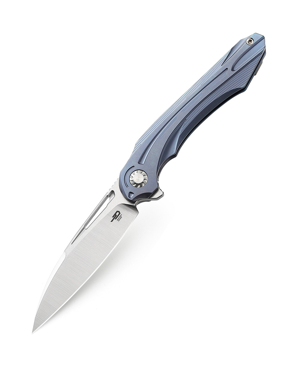 product image for Bestech Wibra BT2001B Blue Titanium Handle Plain M390 Satin SW Blade Folder Knife