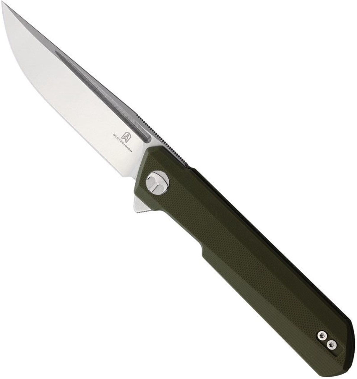 product image for Bestechman Dundee BMK-01B Green G10 Handle D2 Plain Edge Folding Knife