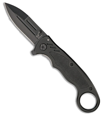 product image for Blackjack International Liner Lock Black Knife with Finger Loop