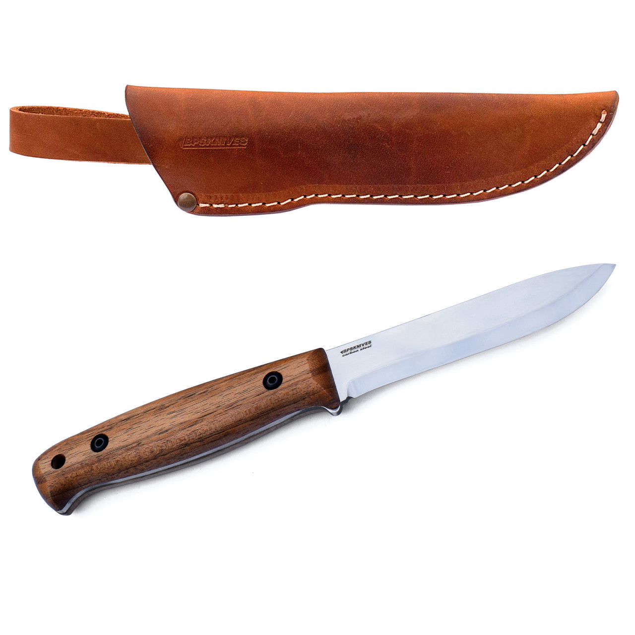 product image for BPS BS 2 FT CSH Fixed Blade Knife Walnut Wood Handle Carbon Steel Blade Plain Edge