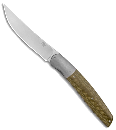 product image for Brad Zinker Custom Knives Green Micarta Persian Front Flipper Knife