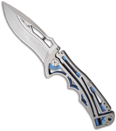 product image for Brian Tighe Custom Nirk Tighe Blue Titanium Folder Knife 4" Satin
