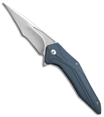 product image for Brous Blades Tyrant Blue Aluminum D2 Satin Flipper Knife
