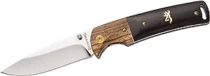 product image for Browning Buckmark Hunter Folding Knife Wood Handle 8Cr14MoV Stainless Steel Blade