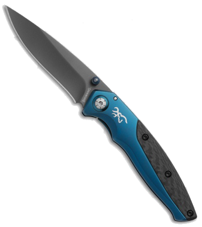 product image for Browning Carbon Carry Frame Lock Knife Blue Carbon Fiber Model 3 Gray