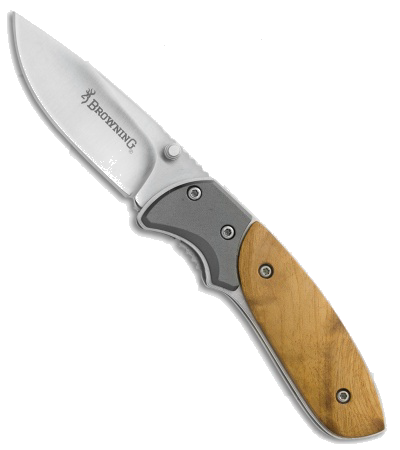 Browning Prime Time Liner Lock Knife Brown Burl Wood product image