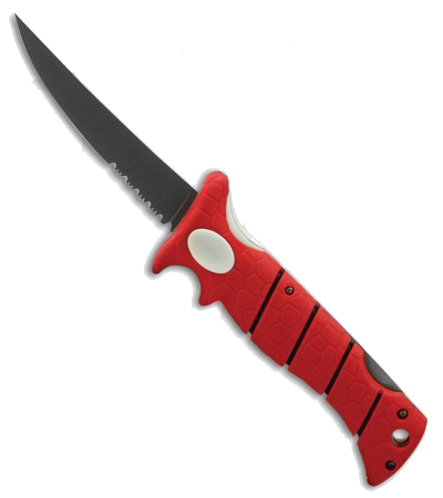 product image for Bubba Blade Lucky Lew Lockback Red Rubber 5" Black Serrated Folding Knife