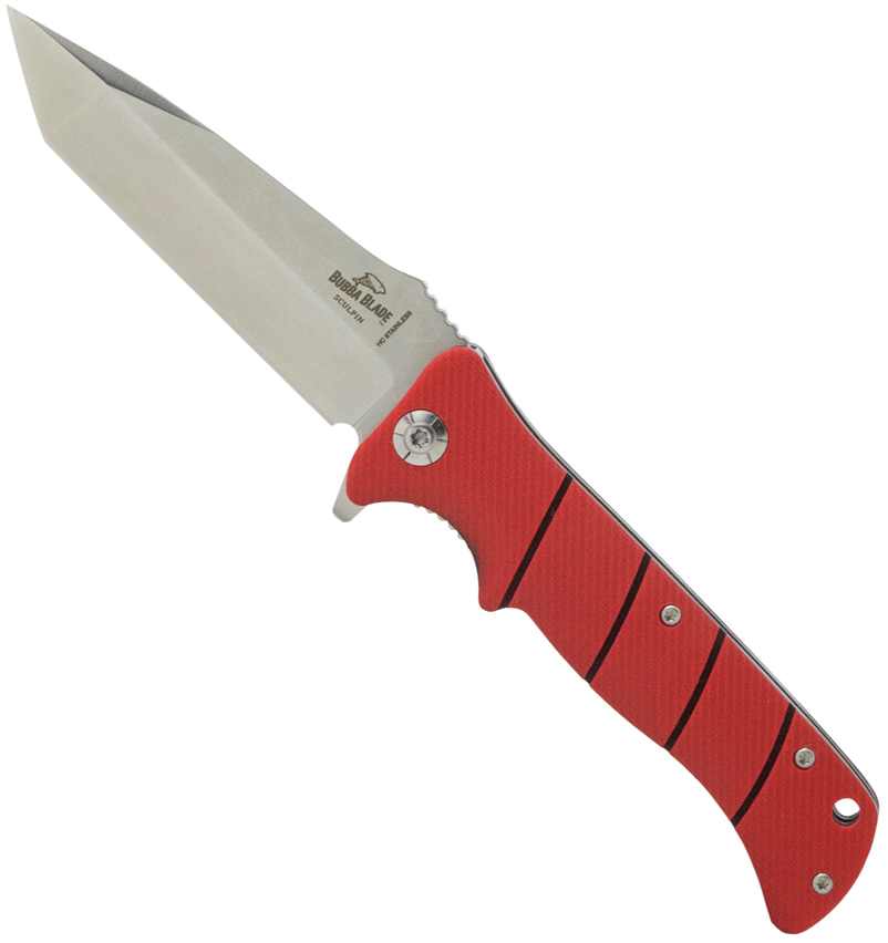 product image for Bubba Blade Red Sculpin Linerlock 3.63" Tanto Blade G10 Handle