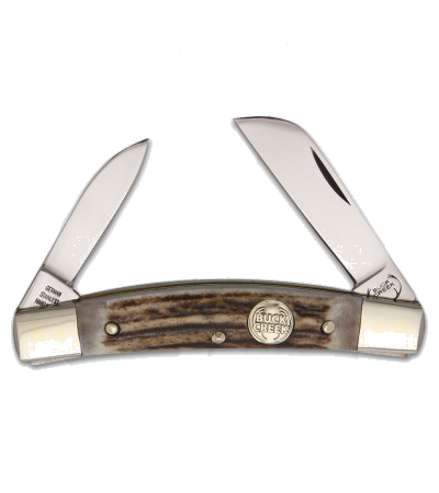 product image for Buck Creek Cobra Deer Stag Genuine Deer Stag Handles Stainless Sheepsfoot and Pen Blades