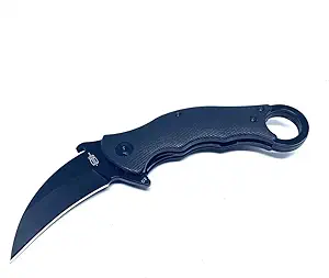 product image for BucknBear Tactical Karambit 2.5" Folding Knife Black D2 Steel