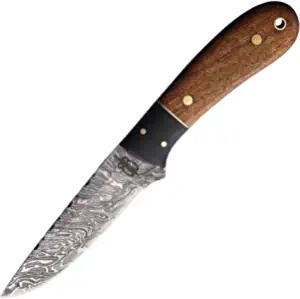 product image for BucknBear Spear Point Hunter Knife Damascus Steel with Walnut and Buffalo Horn Handle