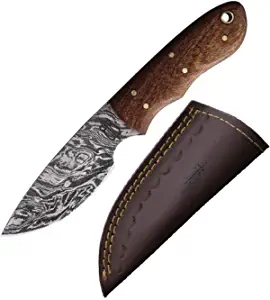 product image for BucknBear Mini Camper Damascus Steel Walnut Handle Knife