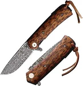 product image for BucknBear Snakewood Flipper Swiss Damascus Folding Knife