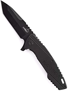 product image for BucknBear Black D2 Steel Tanto Tactical Folding Knife with G10 Handle and Pocket Clip