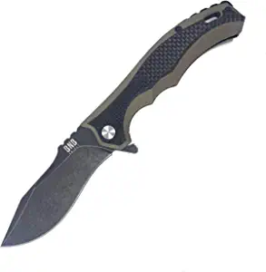 product image for BucknBear EDC Diesel Pocket Knife 14C28N Titanium Stonewash Blade G10 Handle