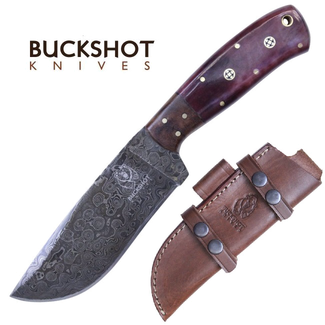 product image for Buckshot Damascus Steel Hunting Knife Bone Handle