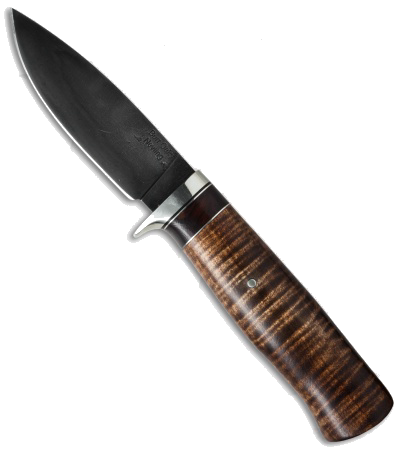 product image for Burr Oak Knives Damascus Hunter Fixed Blade Knife Wenge Wood Ebony Copper Guard