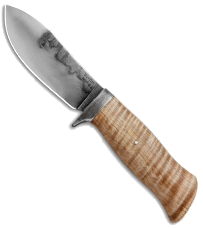 product image for Burr Oak Knives Nessmuk W2 Steel Curly Maple Fixed Blade Knife with Leather Sheath