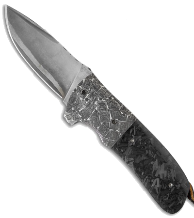 product image for Burr Oak Knives Shard Flipper Copper Shred Carbon Fiber San Mai Damascus Model 1