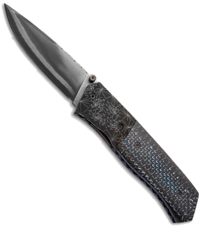 product image for Burr Oak Knives Splinter San Mai Damascus Steel Carbon Fiber Model