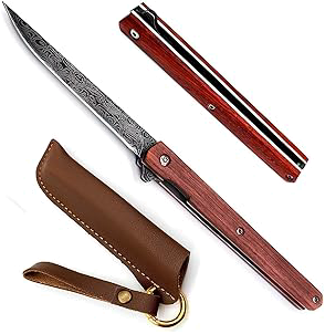 product image for Carimee Folding Pocket Knife Sandalwood Handle Stainless Steel Blade