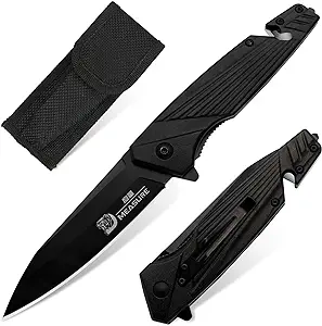 product image for Carimee Black Pocket Folding Knife with Rope Cutter and Glass Breaker