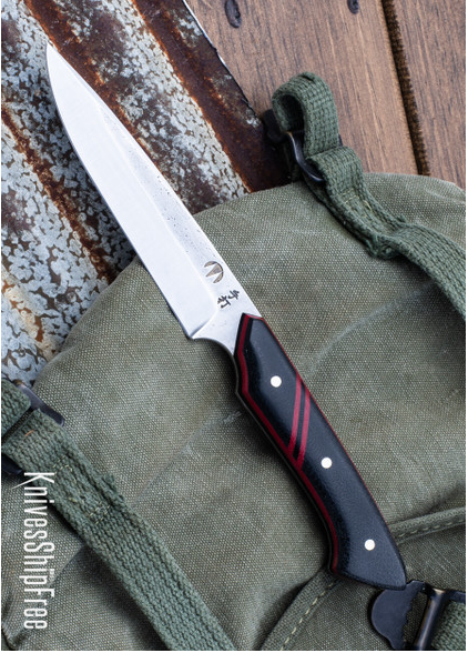 product image for 5615 Carter Cutlery Muteki Vanguard Mini Neck Knife Black Canvas Micarta Red Linen Black Canvas Micarta Liners CC 21 CJ 001