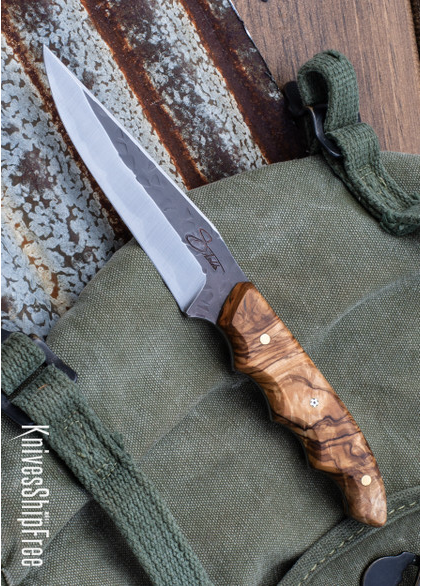 product image for 5421 Carter Cutlery Muteki Signature Freestyle Neck Knife Olivewood Olive Drab G 10 Liner Brass Pins W Mosaic Center Pin CC 21 CJ 013
